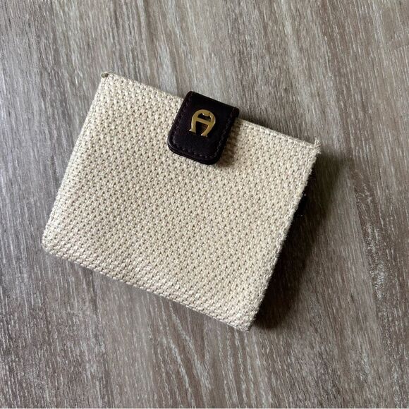 Handbags - Etienne Aigner Small Wallet Card Holder Tweed Leather Money Pocket